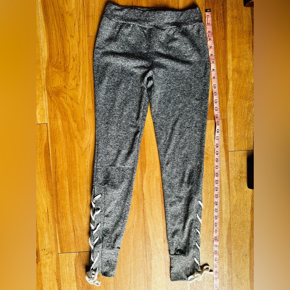 Shein Tied Cuffs Stretch Yoga Grey Capris